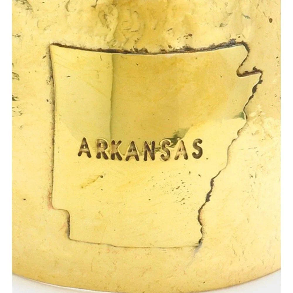 Gold ARKANSAS State Map Hammered Chunky Wide Cuff Bracelet Bold